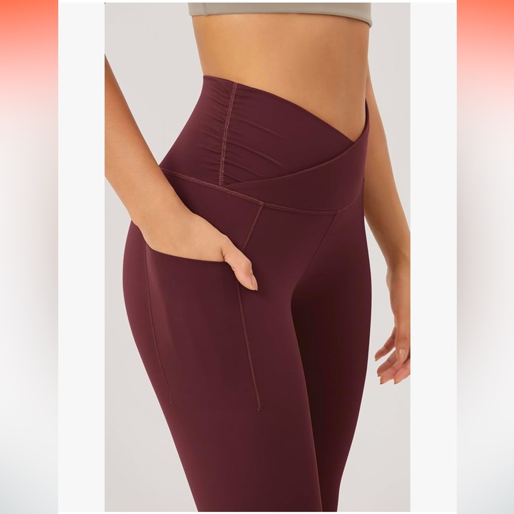 Burgundy Leggings with side pockets - Picture 4 of 9